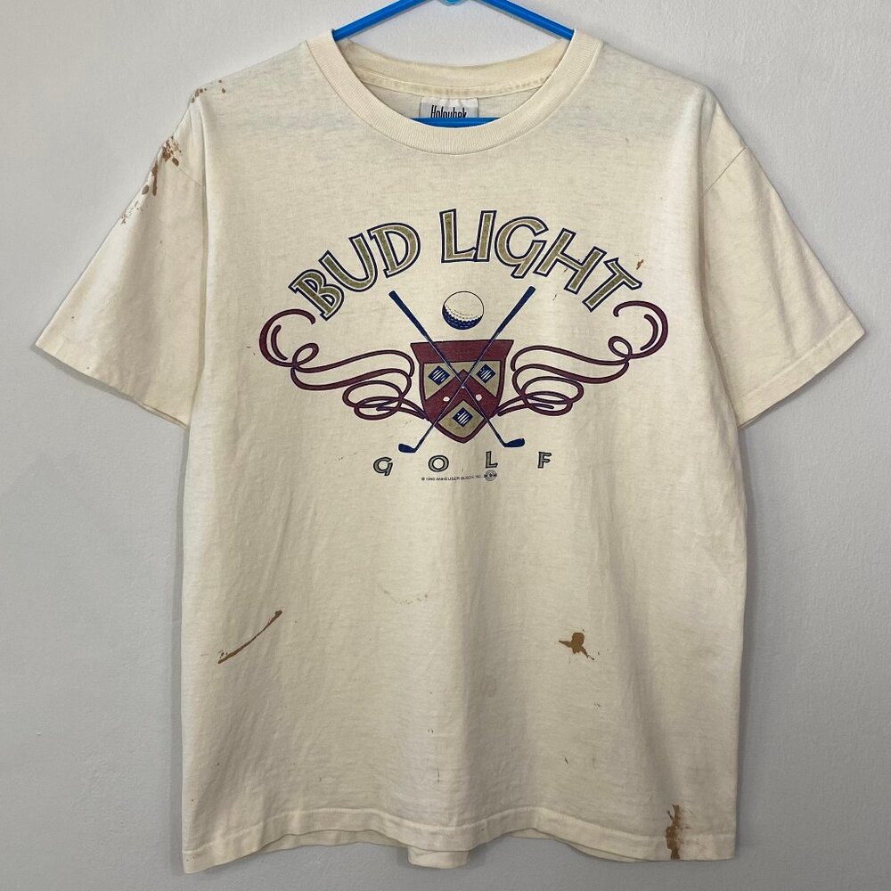 Vintage Single Stitch 1993 90s Bud Light Golf Anheuser Busch Holoubek Mens Shirt